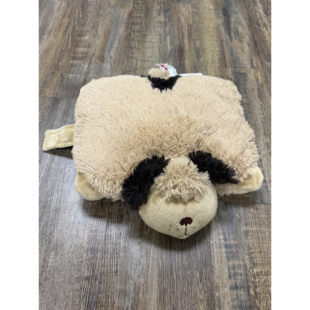 Pillow Pets Pee-Wees Dog Plush Small 11in Tan Black Excellent Folding Toy